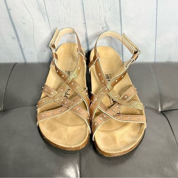 Betula metallic leather rhinestone studded strappy sandals size 41 - Picture 4 of 8